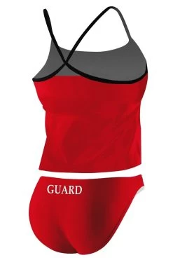 RISE Guard Poly 2-Piece Color Trim Tankini -Swimming Equipment Store lgs79gu back red black
